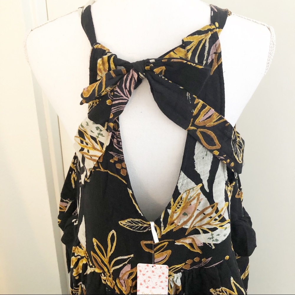 Free People Black Floral Maxi Dress with Yellow & Cream Accents - Picture 6 of 7